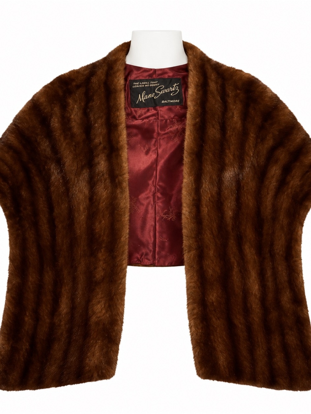 Vintage Brown Faux Fur Shawl Wrap